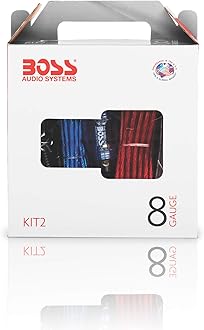 BOSS Audio Systems KIT2 8 Gauge Complete Car Amplifier Installation Wiring Kit with Power Cables, Ground Cables, Turn-On Wire, Speaker Wire, Terminals