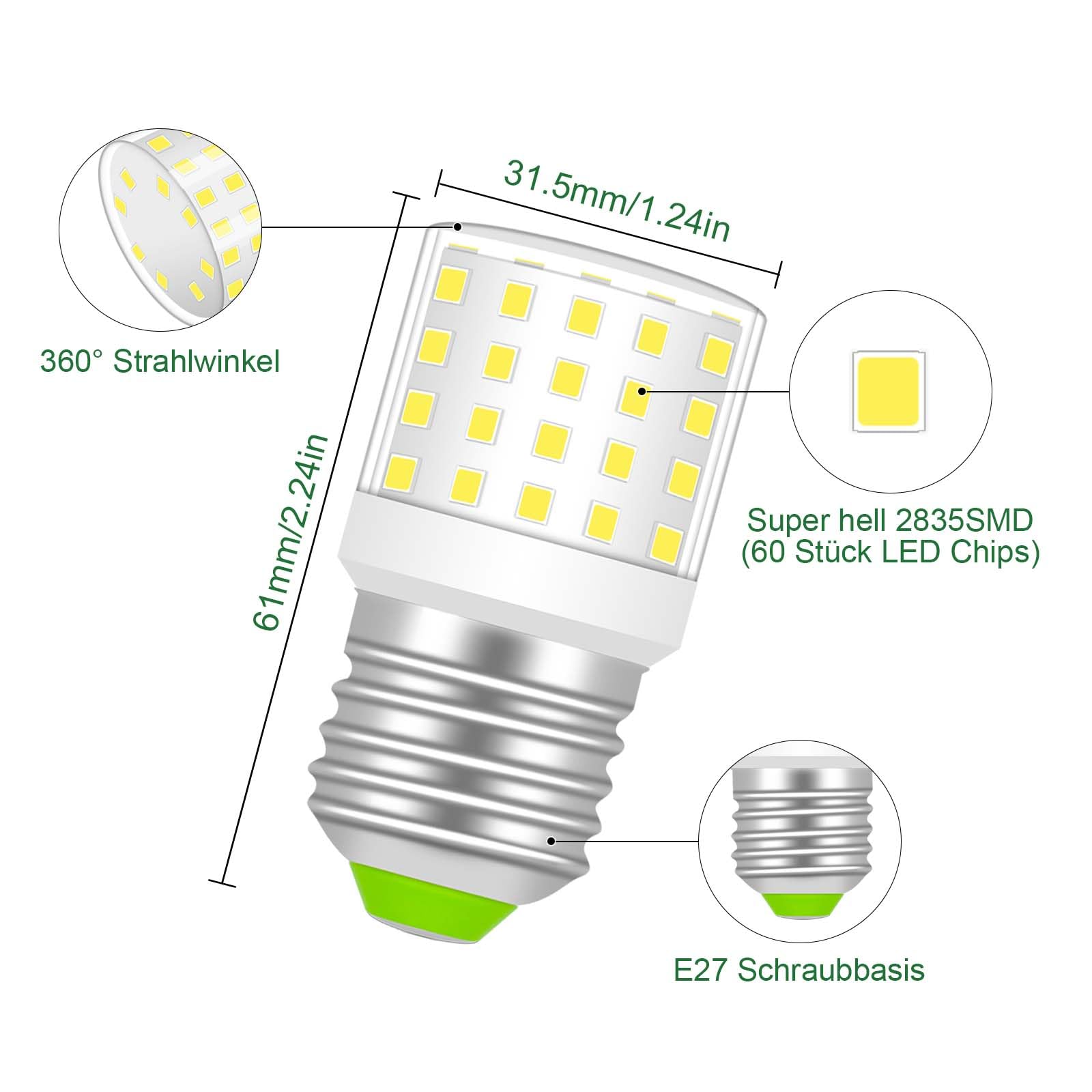 Lampadina LED E27 5W (equivalente 50W) Bianco Freddo 6000K, CRI >85, Non Dimmerabile, Confezione Singola