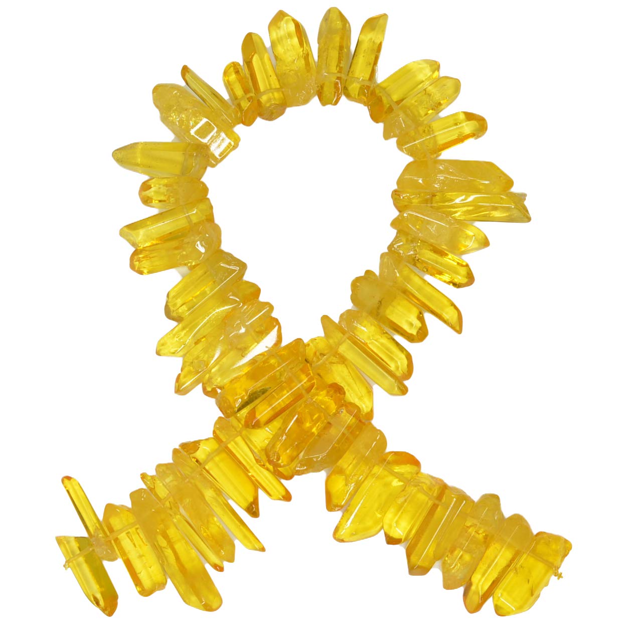 Digging Dolls1 Strand (15") of Sunny Yellow Dyed Quartz Points - Great for Kids, Arts, Crafts, Jewelry Making, Wire Wrapping and More!