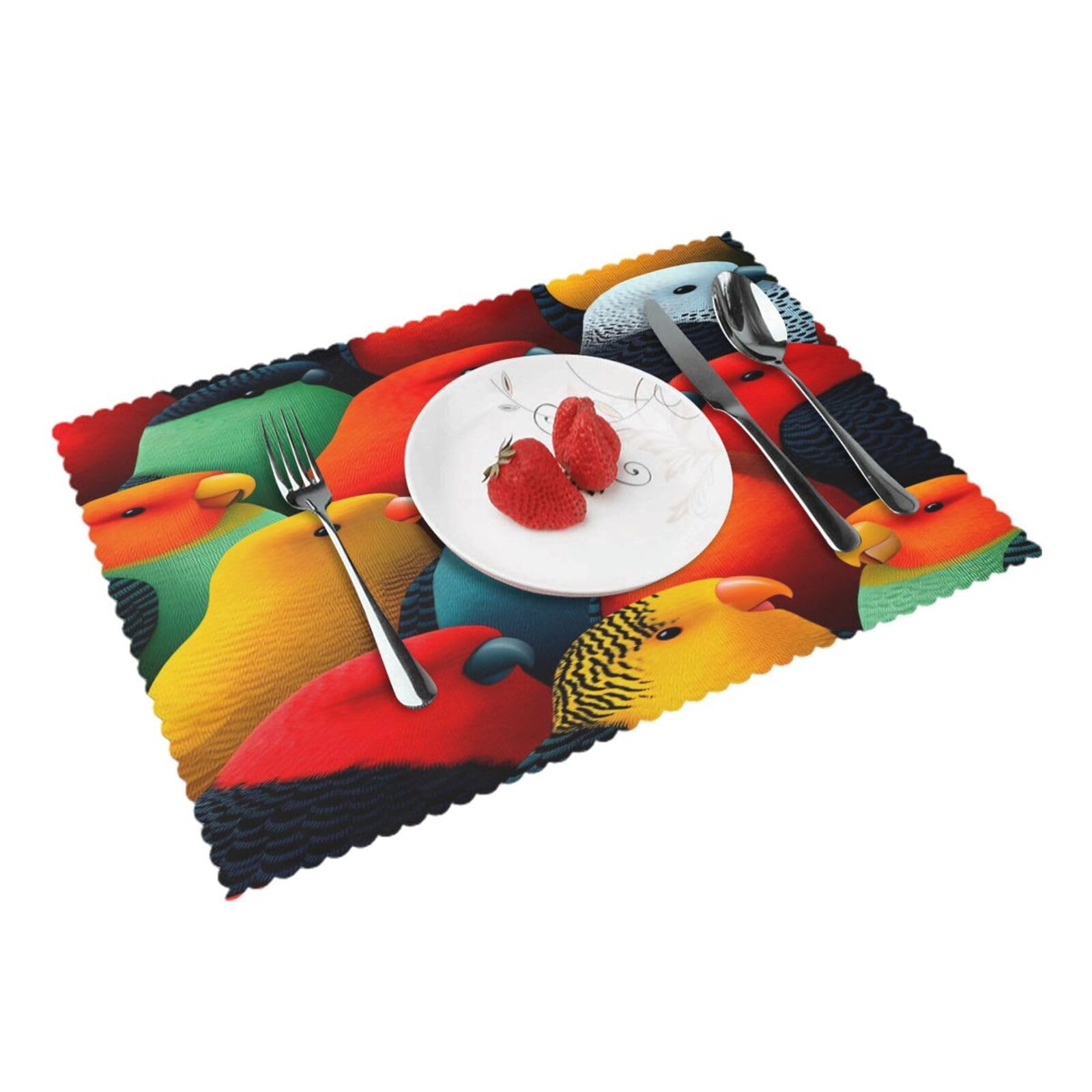 Colorful Parrot Pattern Print (1) Placemats Set of 4 Print Table Mats Place Mats Table Decor for Kitchen Dining 12X18 in