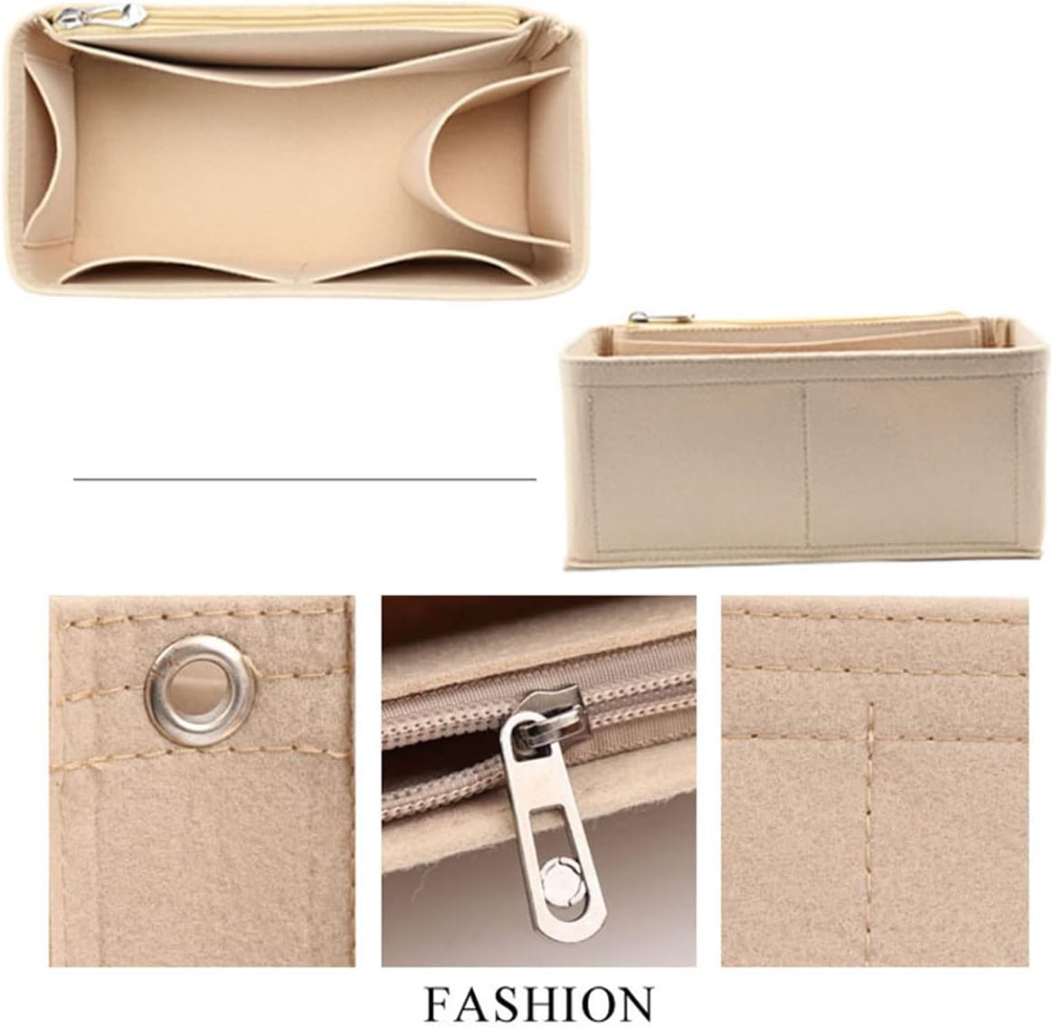 Lckaey Bag and insert for birkin 25 organizer insert Premium Felt 1099beige-S - Image 2