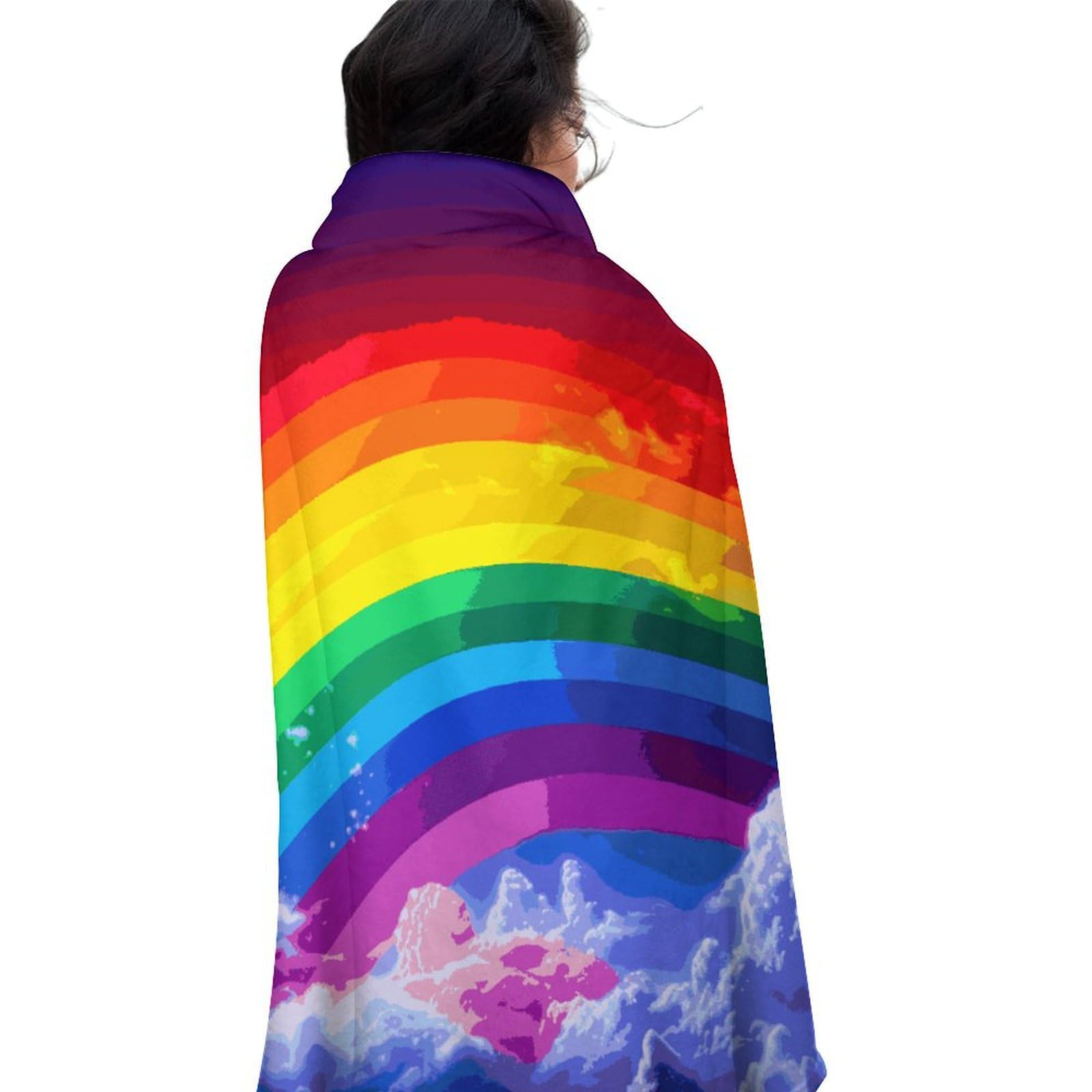 Couverture ronde arc-en-ciel drap de plage et voyage 150cm