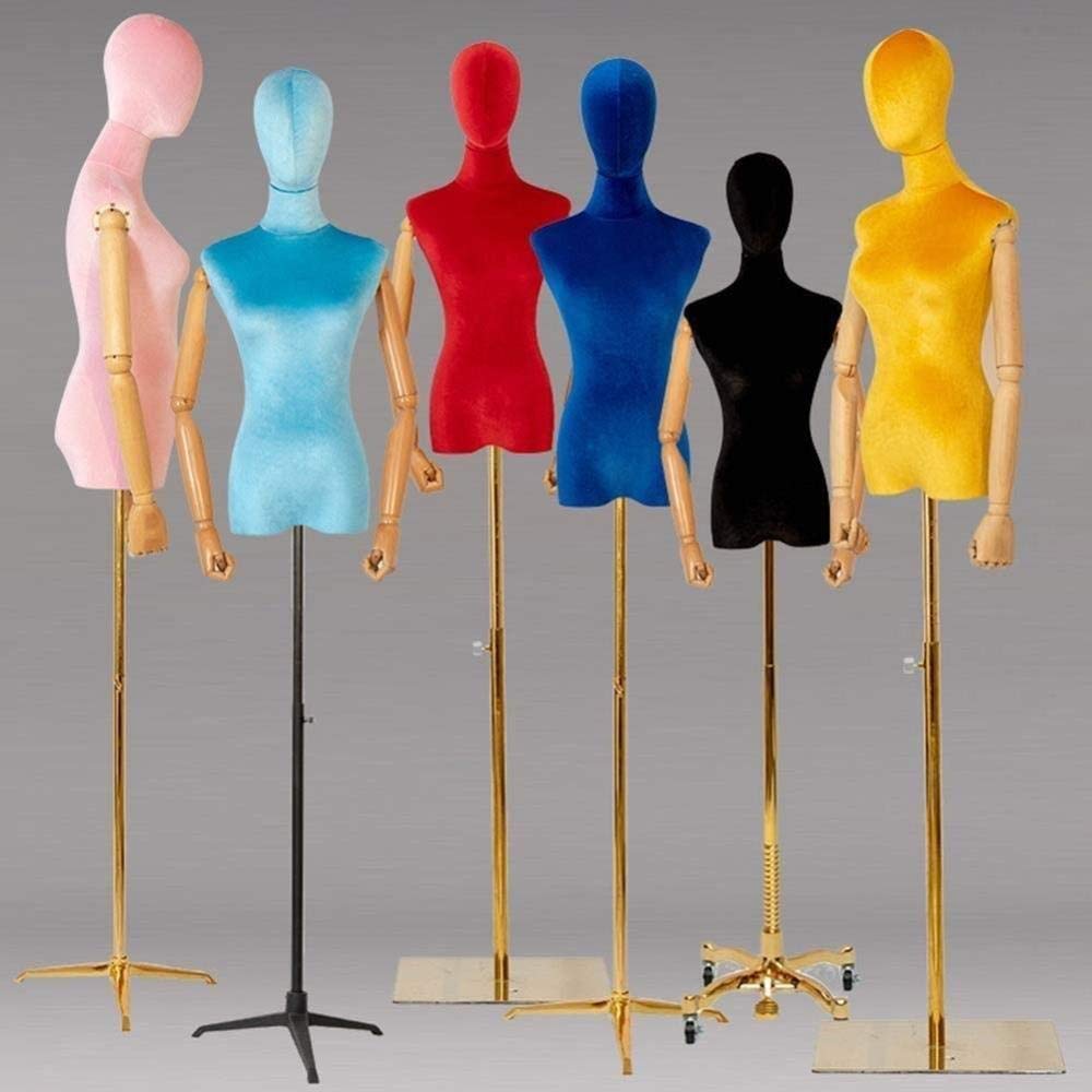 Tailors Dummy Dress Forms Mannequin Body Seamstress Mannequin Golden Caster Rack Clothing Store Shelf Model Manikins
