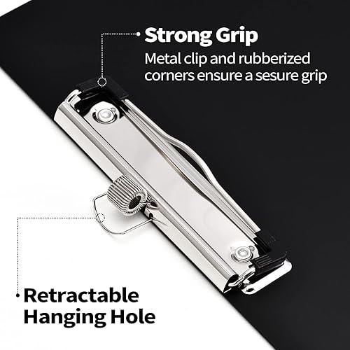 Miniatura 5 de Sooez Portapapeles de plástico con soporte para bolígrafo, 10% más grueso Tableros de clip de 8.5 x 11 pulgadas con clip de perfil bajo, lindo