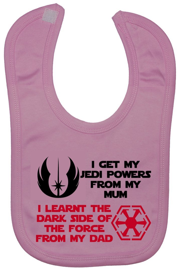 Acce Products Jedi Powers Mum Dark Side from Dad Baby Feeding Bib Touch Attached 0 to approx 3 Years - Pink