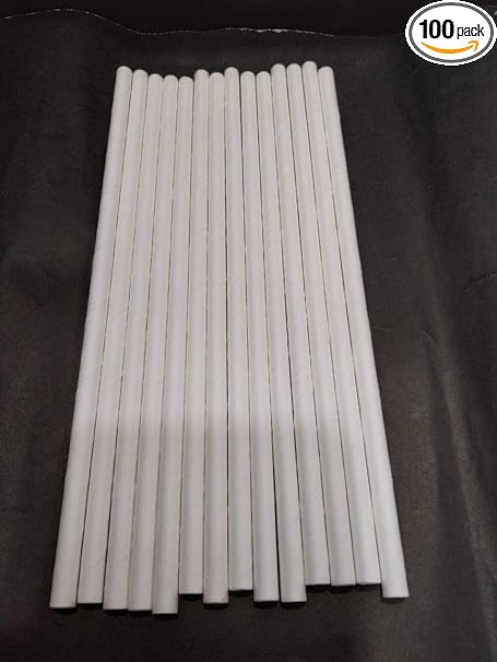 Maniratna Paper Straws - 6 MM PLAIN WHITE Biodegradable & Eco-Friendly for Juices/Cold Drinks/Milkshakes/Cocktails/Mocktails - Qty 100 pieces (1 Packet) Length 19.7 cms