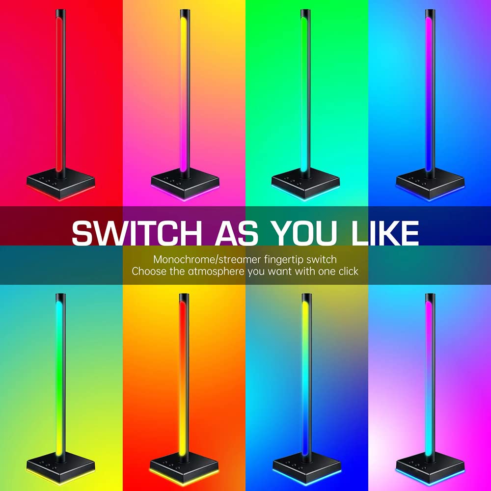 Listwy świetlne RGB do gier, dynamiczne kolory Inteligentne diody LED z aplikacją i 3 przyciskami Sterowanie nastrojową lampą na biurko Synchronizacja muzyki do pokoju gier,