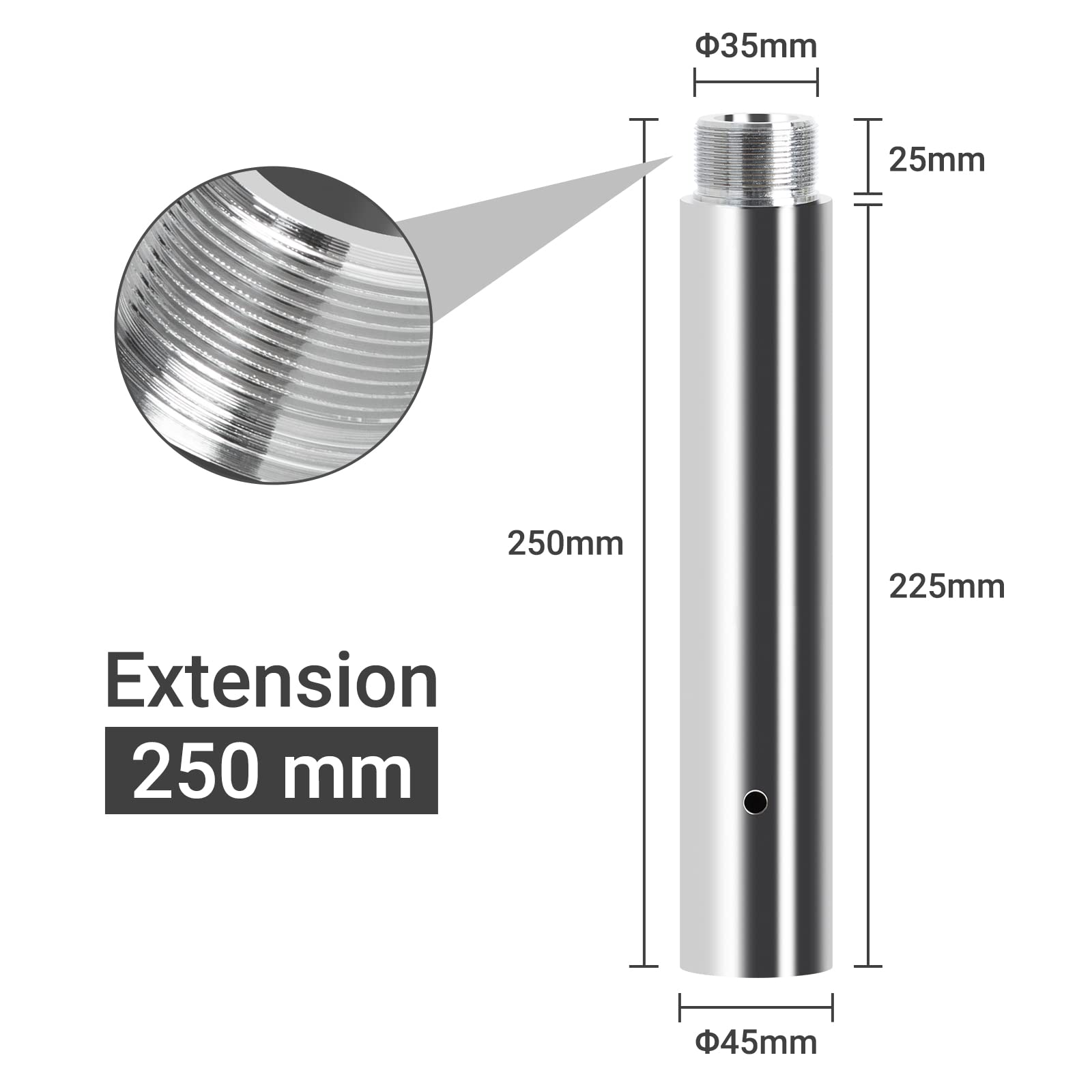 Leogreen 250mm Pole Dance Estensione, per barra da pole dance, con diametro da 45 mm, aggiungi altezza extra, Danzante Tubo Accessori