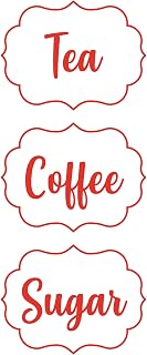 Pegatinas autoadhesivas para botes de café, té, azúcar, vinilo, impermeable, para cocina, color rojo