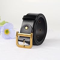 Vista 243 de Cinturón de cuero clásico con hebilla de metal para mujer con vestido de jeans Aah-negro-clásico