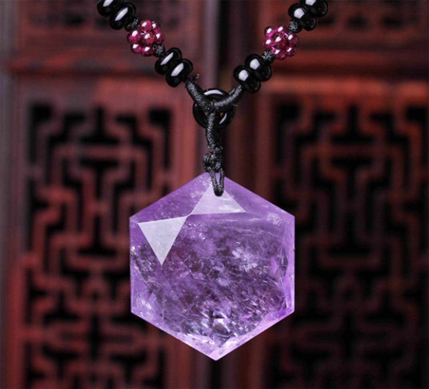 Collar con Colgante de hexagrama de Piedra Preciosa Natural, Collares Minimalistas de Amatista, Joyas moradas, Regalos de cumpleaños, San Valentín y Día de la Madre