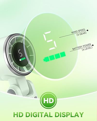 Vista 7 de Ventilador de Mano Portátil Turbo, 5 Velocidades de Viento, Operado con Batería, Hasta 12 Horas de Funcionamiento, Ventilador de Mano 3 EN 1