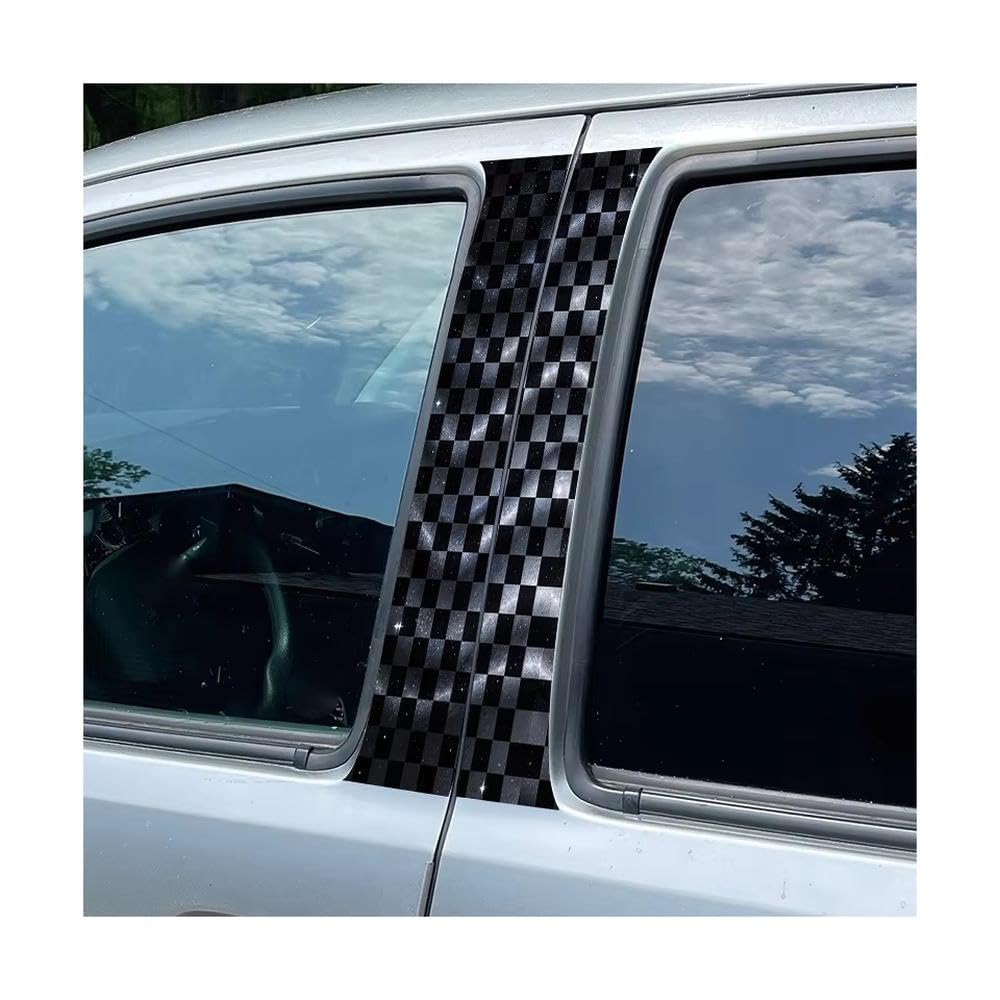 Bertdcx One Color Door Pillar Window Trim Anti Scratch Sticker Checkerboard Starry Sky Glossy Material Protective Film Auto Parts
