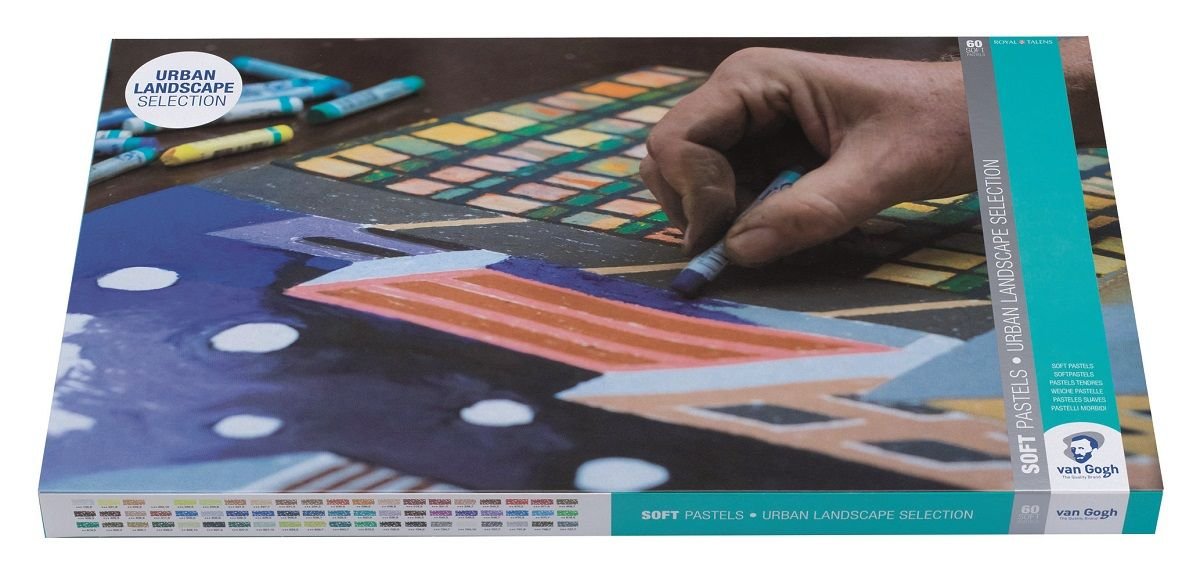 Van Gogh Soft Pastels, 60 Colours Urban Landscape Set, High-Quality Pigments, Student-Artist Grade, Velvety Texture