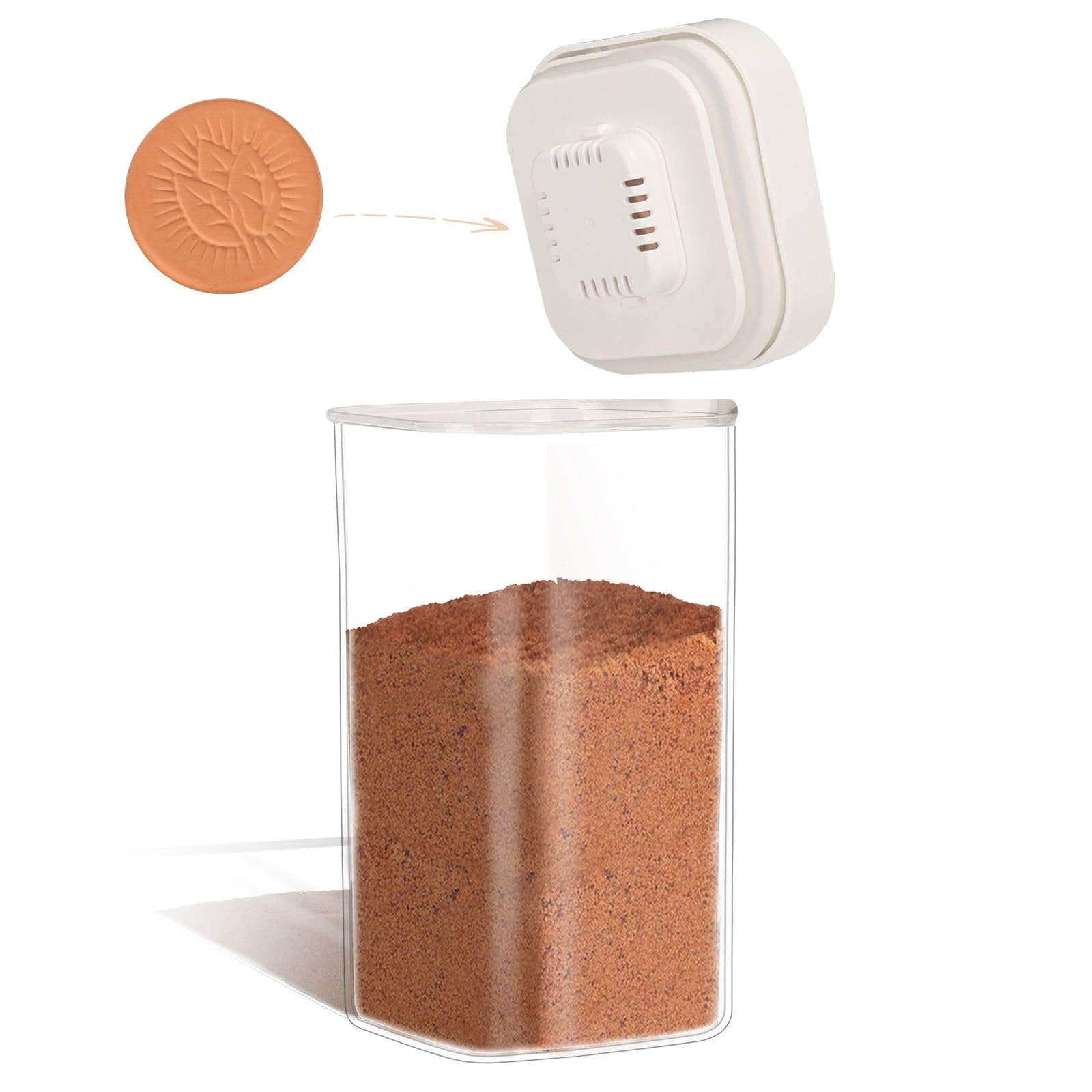 Airtight Brown Sugar Container with Terracotta Saver Fits 2lb Bag