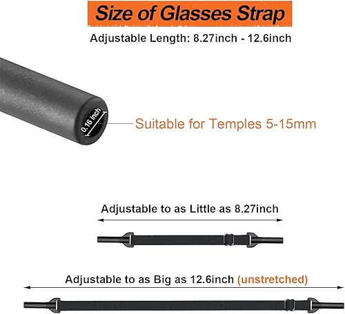 Miniatura 10 de Correa ajustable para lentes, soportes deportivos para lentes de sol alrededor del cuello, sin cola para hombres, niños