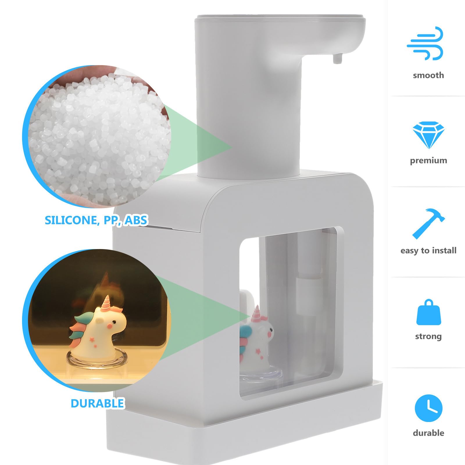 Dispensador Automático de Jabón, Blanco, 400 Ml