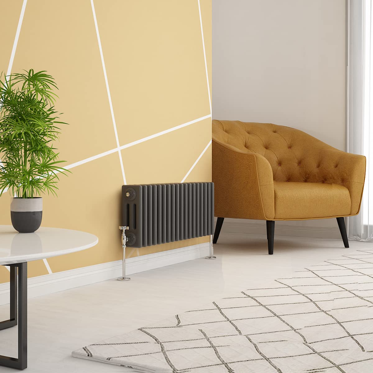 Warmehaus Traditional Radiator Triple Column Anthracite Horizontal Cast Iron Style Central Heating Radiator -300 x 830mm โ image 1