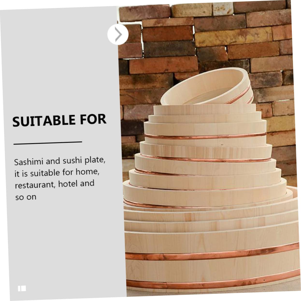 Seau à Sushis Rond en Bois et Cuivre Grosse Capacité Cuisine Japonaise