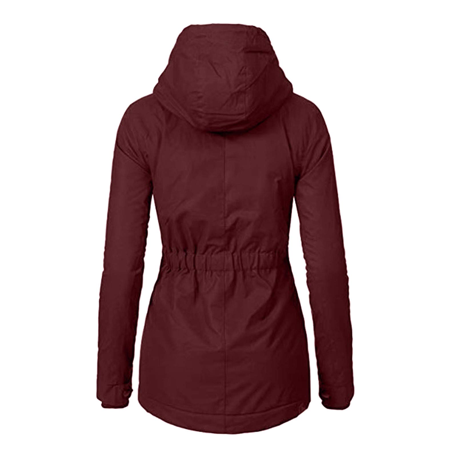 FUPODD Winterjacke Damen Warm Gefüttert Wintermantel Mittellang Damen-Jacken Mit Kapuze Parka Winter Jacke Mit Knöpfen Zipper Winterparka Innenfutter Warme Mantel Dicke Winterjacken Frauen Outdoor