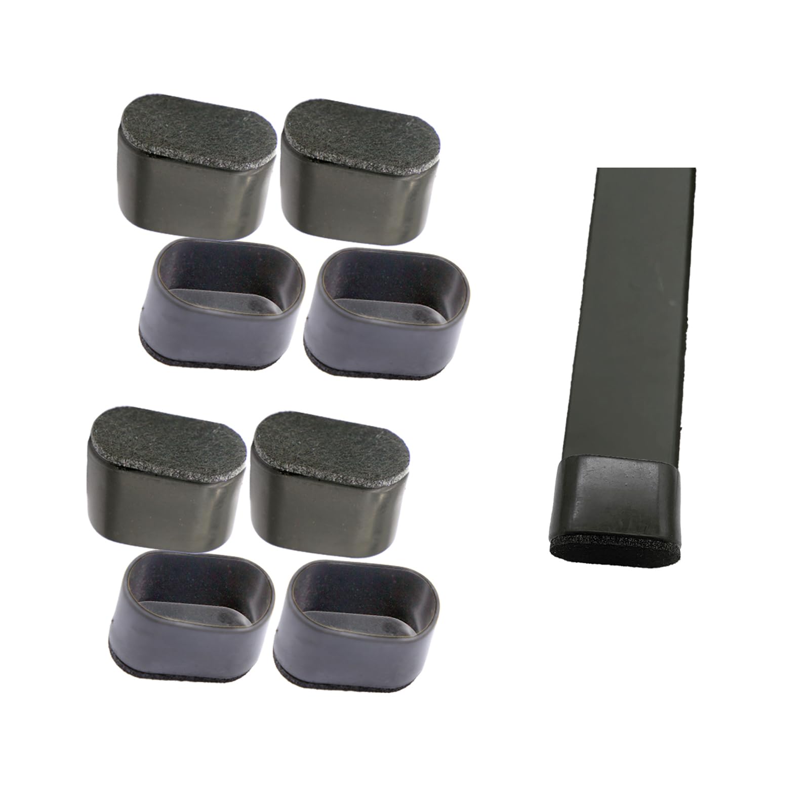 Simpracon Oval Chair Leg Caps with Felt, Small Chair Leg Floor Protectors, Rubber Furniture Pads, Table Feet Covers for Hardwood Floors, Prevent Scratches, No Noise (Black, 86 Pieces, 30 x 15 mm)