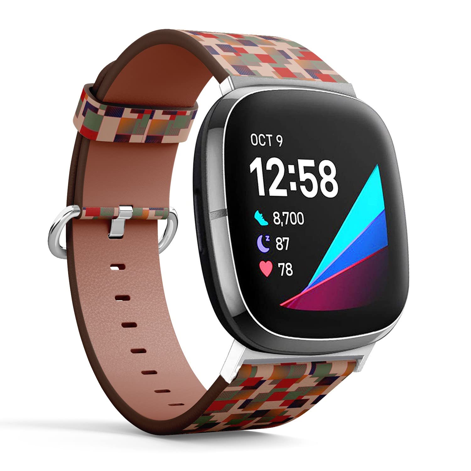 CJBROES Replacement Leather Watch Band, Compatible with Fitbit Versa 3 and Fitbit Sense of Wristband Bracelet Accessory - Color New Pattern Design