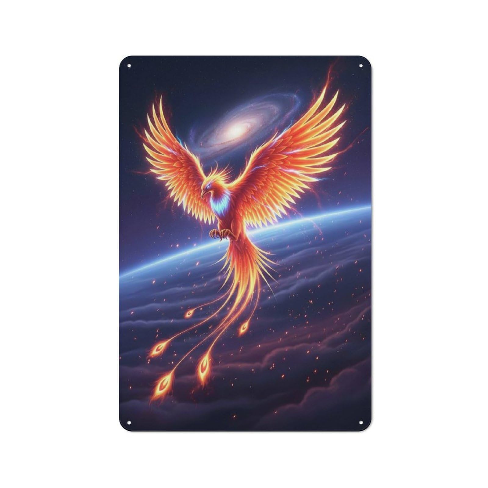 Junmoney Style-14 Farmhouse Metal Sign With Fiery Phoenix Rising In Space Design 30X20cm, Rustic Country Wall Plaque For Cottage, Kitchen, Hallway Or Breakfast Nook