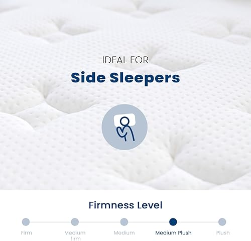 Miniatura 8 de Coolvie Colchón de tamaño matrimonial de 14 pulgadas, colchón híbrido de felpa suave mediana con espuma viscoelástica de gel para apoyo adaptativo y