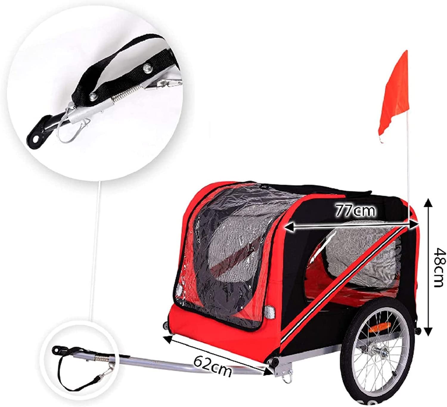 FAXIOAWA Auto portabici, rimorchio per Cani da Esterno, Carrello da carico per rimorchio per Biciclette per Animali Domestici con Ruote Grandi, Rete, Facile da collegare e scollegare dalle Biciclette