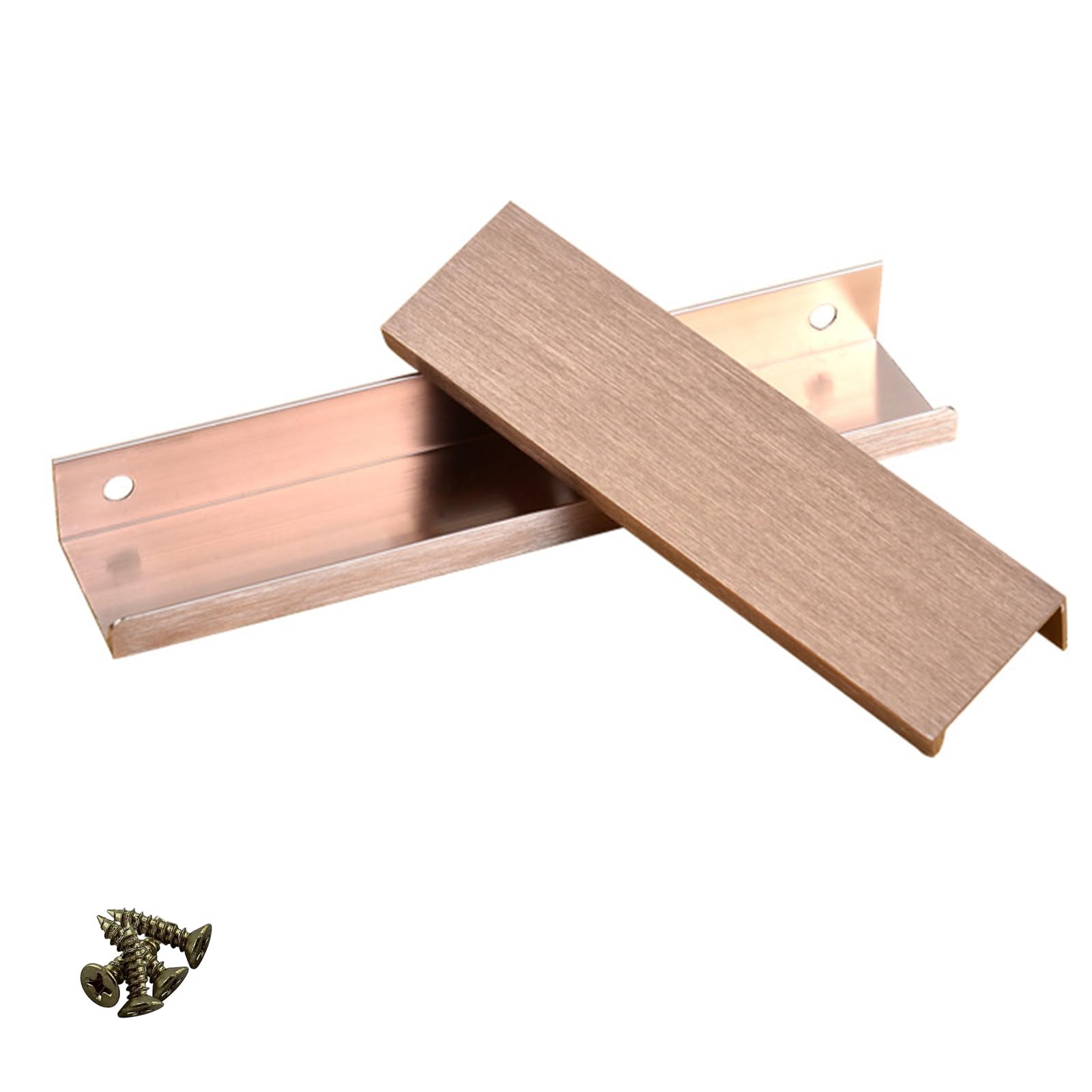 2 Pcs Tiradores Ocultos para Armarios de Cocina,Aluminio,Manijas de Cajones Cocina,Tirador de Puertas para Armarios Dormitorio Cocina Aparador Muebles,con Tornillos (Longitud 1000mm,Oro rosa)