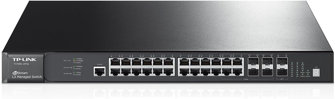 TP-LINK T3700G-28TQ TP-Link Jetstream 28-Port Gigabit L3 Managed Switch with 4 Combo Gigabit SFP Slots