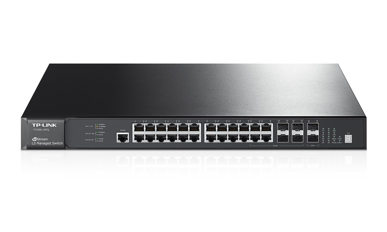 TP-LINK T3700G-28TQ TP-Link Jetstream 28-Port Gigabit L3 Managed Switch with 4 Combo Gigabit SFP Slots - Image 2