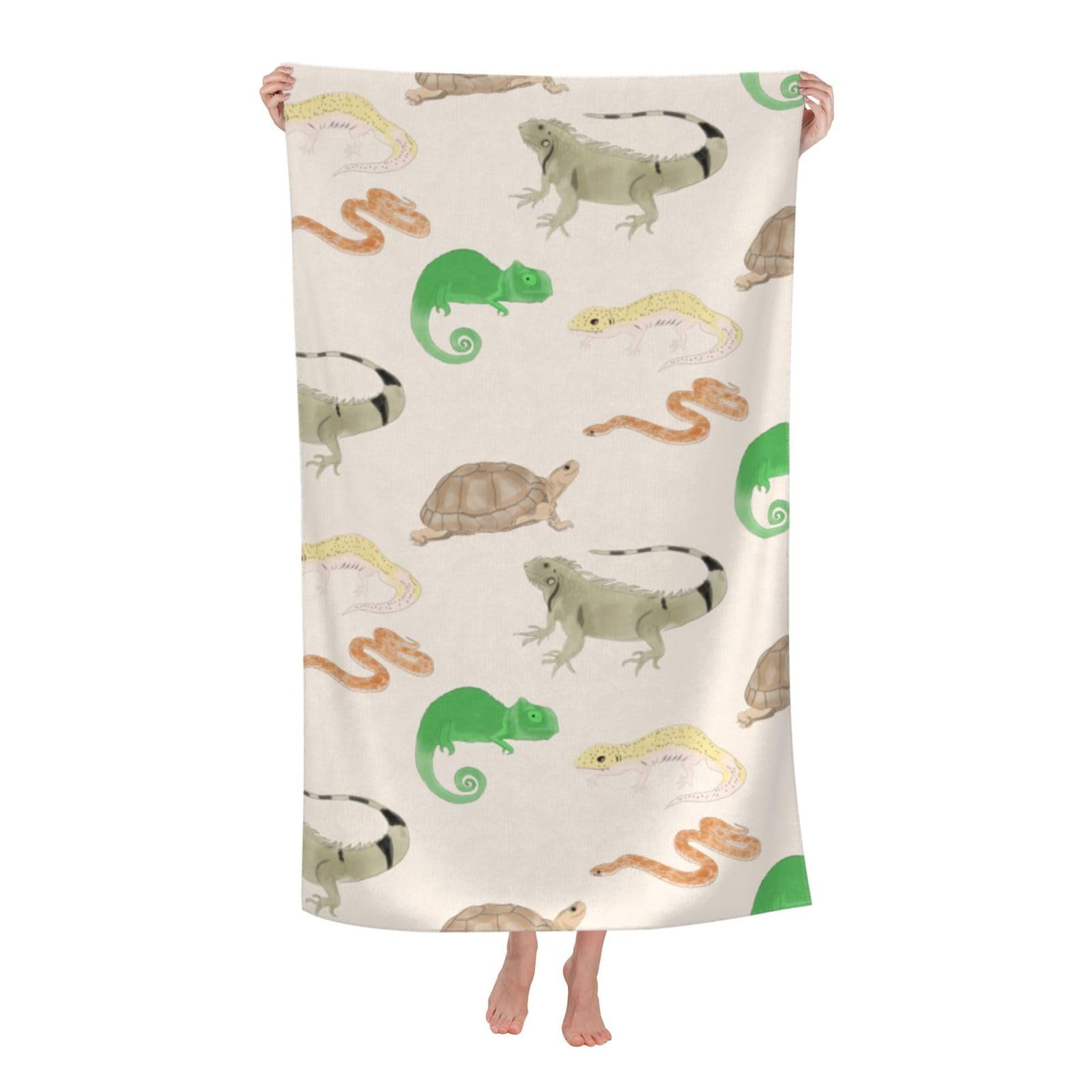 LSRCPD Beach Towel Lizard Turtle Leopard Gecko Reptile Microfiber Beach Towels Blanket Oversized Tropical Big Extra Large XL Pool Towels Quick Dry Sandproof for Women Girls Kids