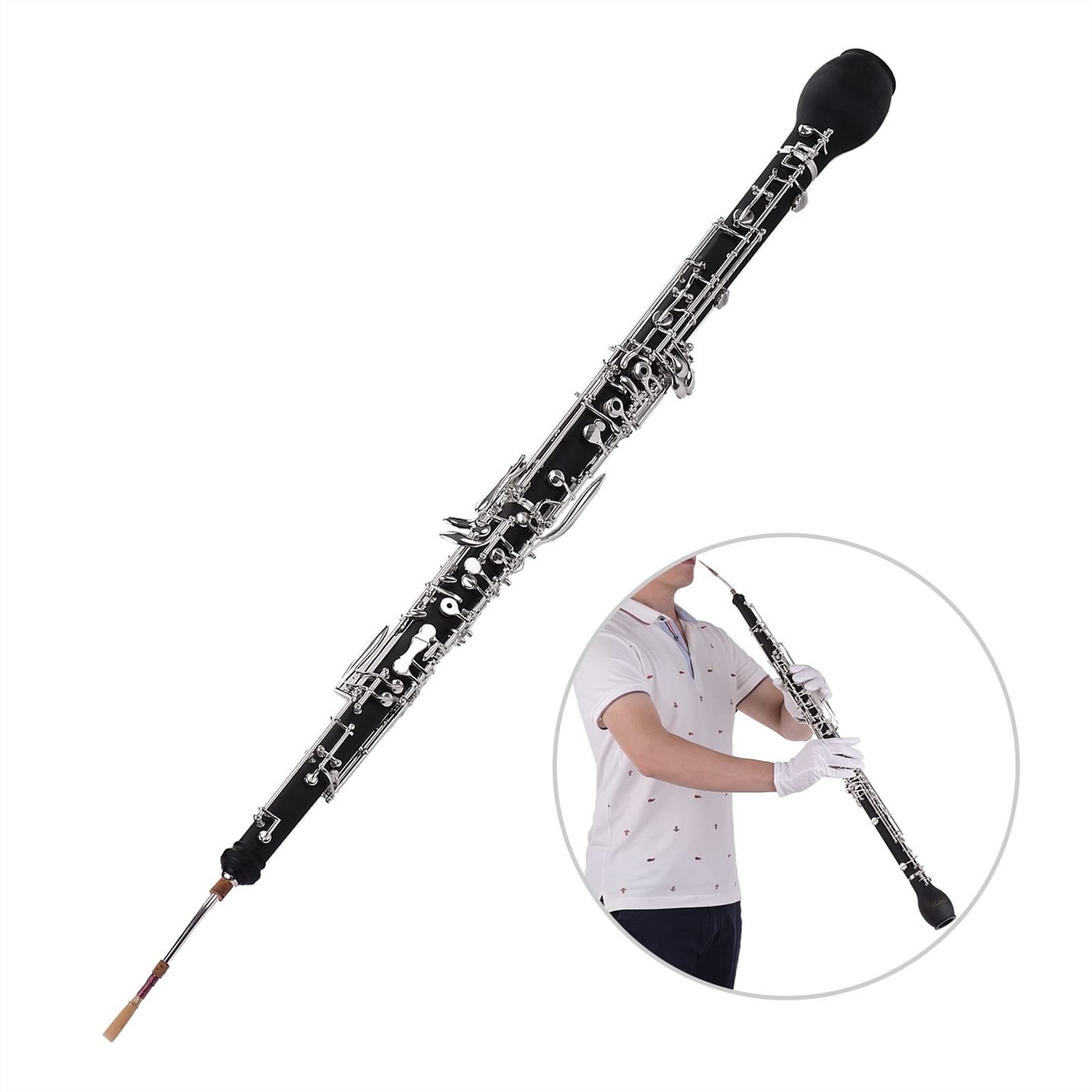 Strumento Oboe Strumento Placcato in Argento del Corpo Sintetico del Corpo Sintetico del Corpo del Corpo di Legno Dell'argento con Reedwind Principiante di Oboe