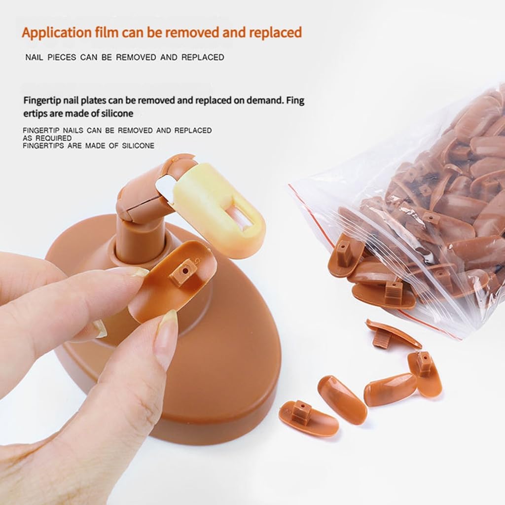 Reusable Nail Art Practice System With 3 Interchangeable Fingers And Base