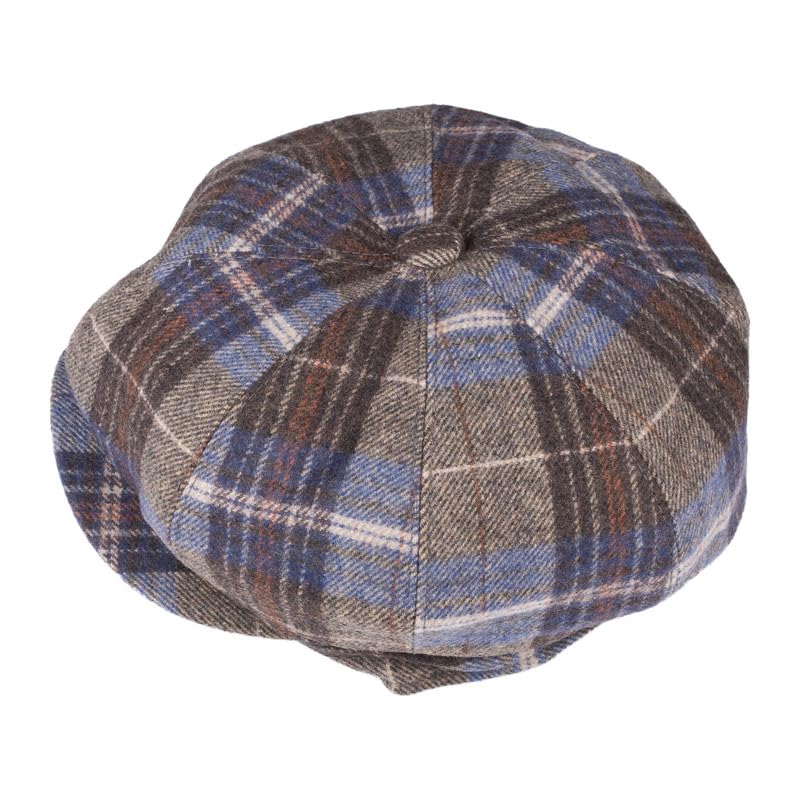Image of The Tie Hub Wool Flat Cap for Men & Women | Adjustable Vintage Newsboy Gatsby Hat for Casual, Travel, Outdoor | Free Size Herringbone Ivy Style Cap