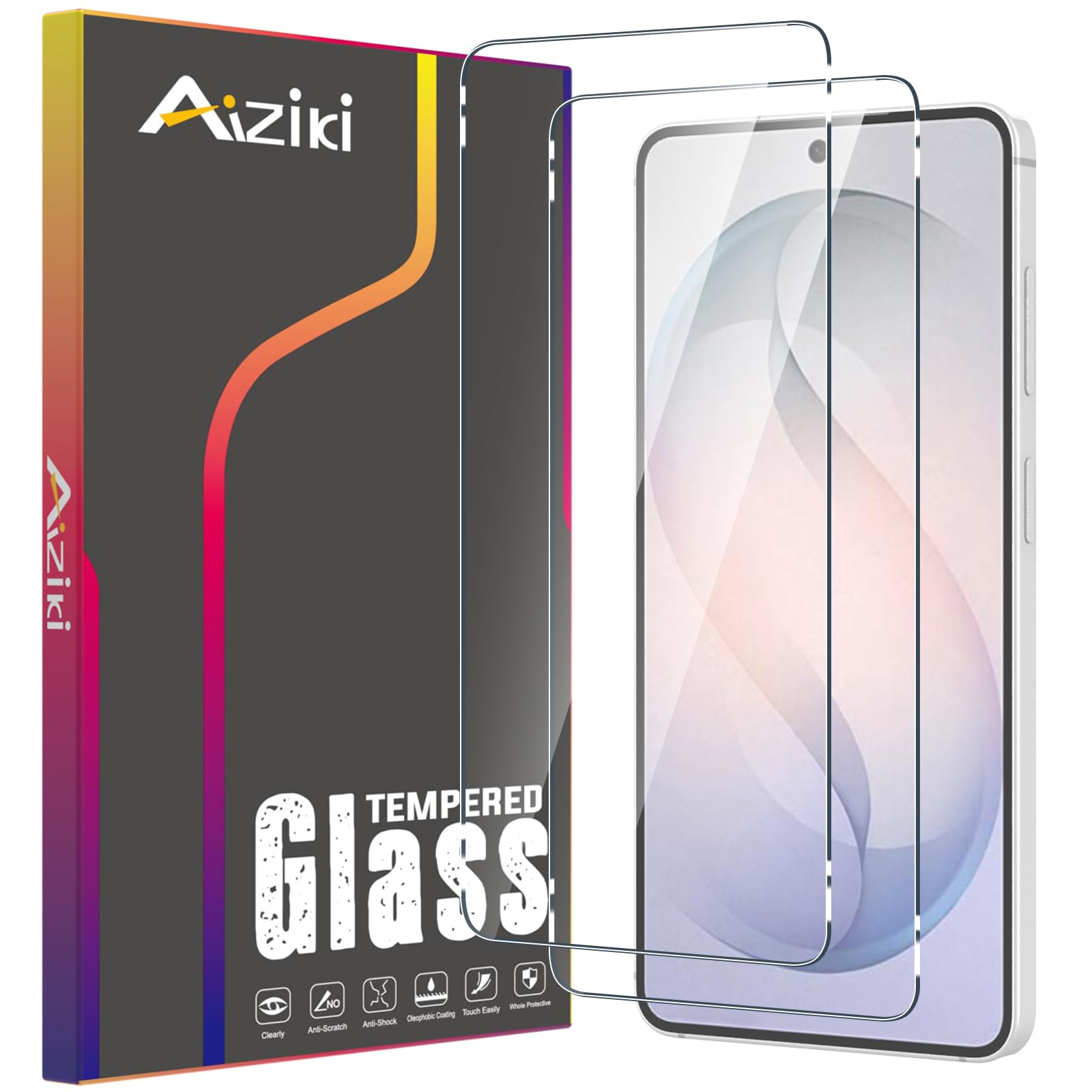 Aiziki (2 Pack) Designed for Samsung Galaxy S26 Screen Protector, 9H Hardness Tempered Glass, Shatterproof, Scratch-Resistant, Bubble Free for Samsung Galaxy S26 Tempered Glass