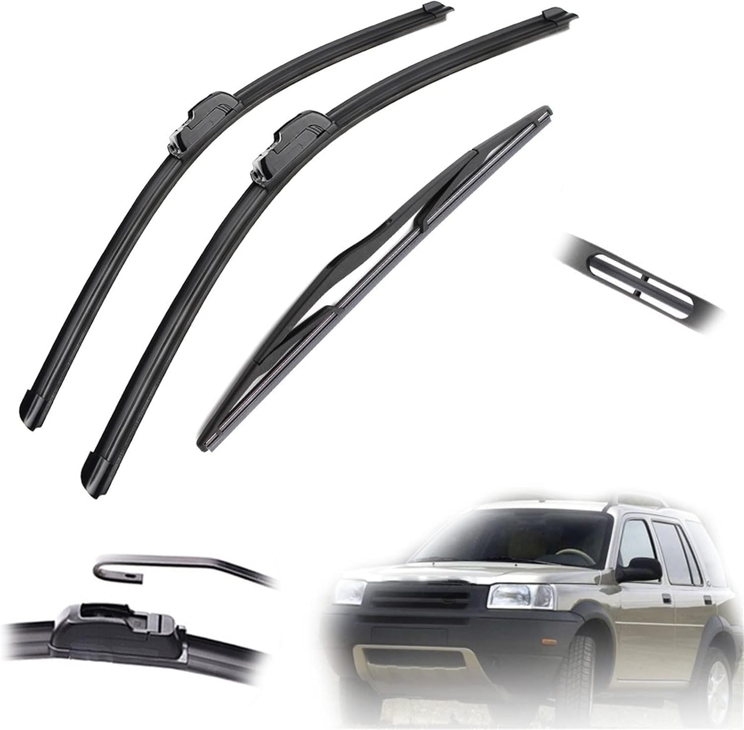 liufangfc Wiper Blades Front & Rear for LAND ROVER Freelander 1 MK1 1997-2006 21"+22"+14",Windscreen Wipers Hybrid – Lasts 2 Years, Silent & Streak-Free – 5-Min DIY Install
