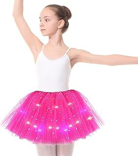 Saias Tutu Light Up,Lindas meninas iluminam LED saia tutu elástica - 3 vestido balé fofo tule tutus 13 cores para meninas para crianças 2 a 12 anos Aferzov