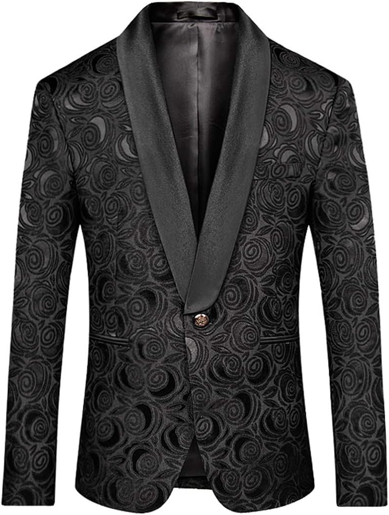 Premium Paisley Jacquard Slim Fit Floral Prom Wedding Tuxedo Groom Suits Blazers Jacket Coat