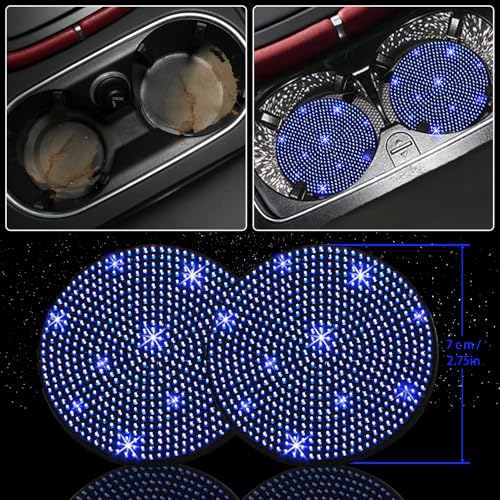 Image of NBTEPEM 27 PCs Blue Bling Car Accessories Set for Women, Steering Wheel Covers Universal Fit 15 Inch, Bling License Plate Frame, Bling Phone Holder, Bling Car Coasters (Blue Diamond)