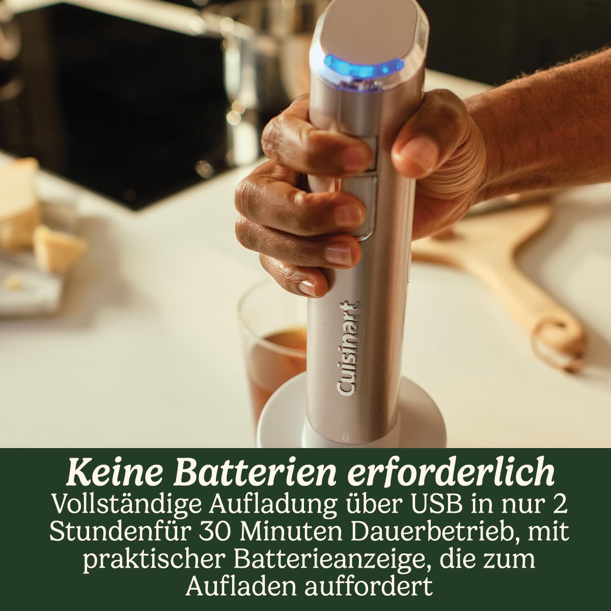 Cuisinart Cordless 3-in-1 Power Hand Blender | Edelstahl Schneebesen, Stabmixer und 700ml BPA-freier Krug, 250ml Mini-Zerkleinerer | kabellos | USB-Ladung, wiederaufladbar | spülmaschinenfest