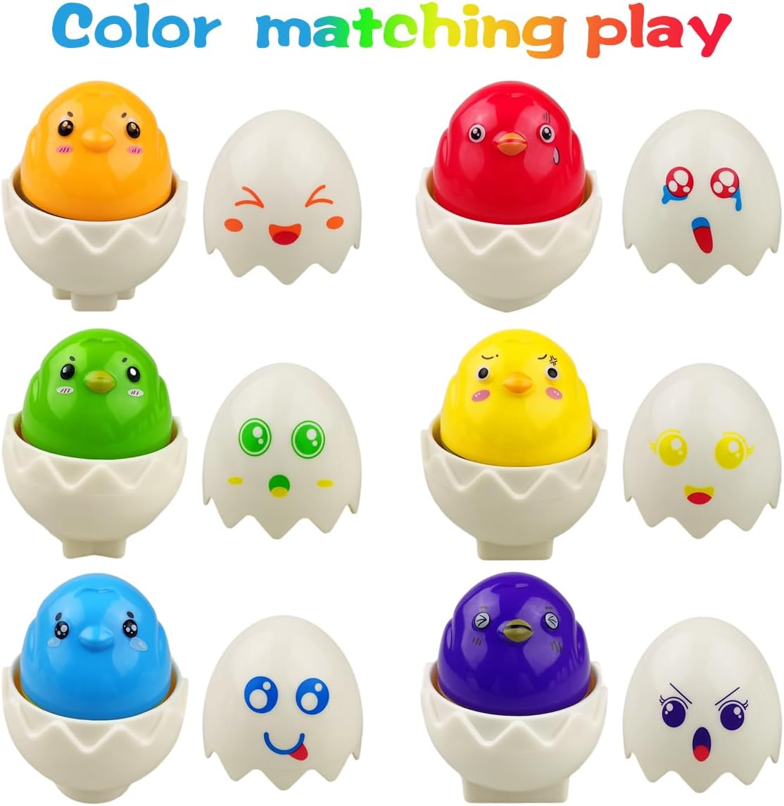 Pinkiwine Easter Hide & Squeak Eggs Montessori Sorting & Matching Learning Toys for Toddlers Kids Boys Girls Easter Basket Stuffers Gifts Party Favors