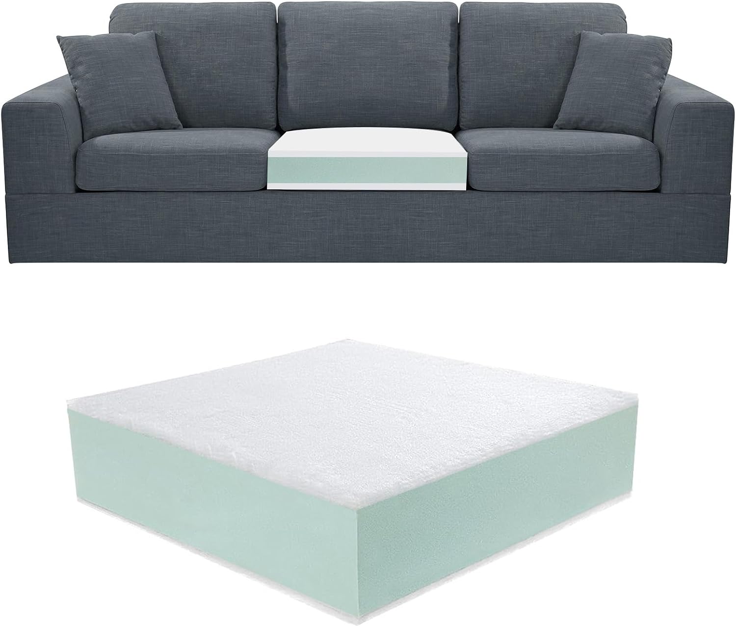FOUXTEL Extra Thickness 3 Layer Couch Cushion Replacement, 24"x27"x6" Sofa Cushions Replacement,100% 25D Foam Upholstery Cushion, Supportive&Soft Sofa Foam with Removable Cover