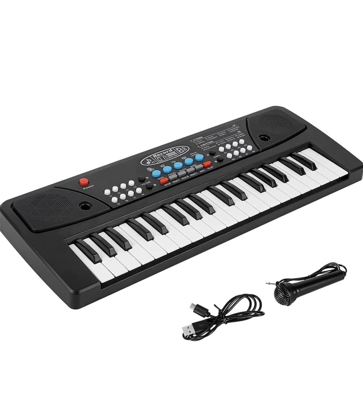 - Electronic Keyboard Piano, 37 Keys, Black, with Microphone and USB Cable, Musical Instrument for Kids