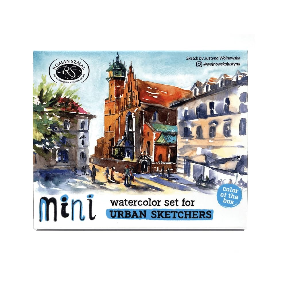 Generisch Aquarius Mini Urban Sketcher Aquarelle 8 couleurs demi-godets Boîte Rose