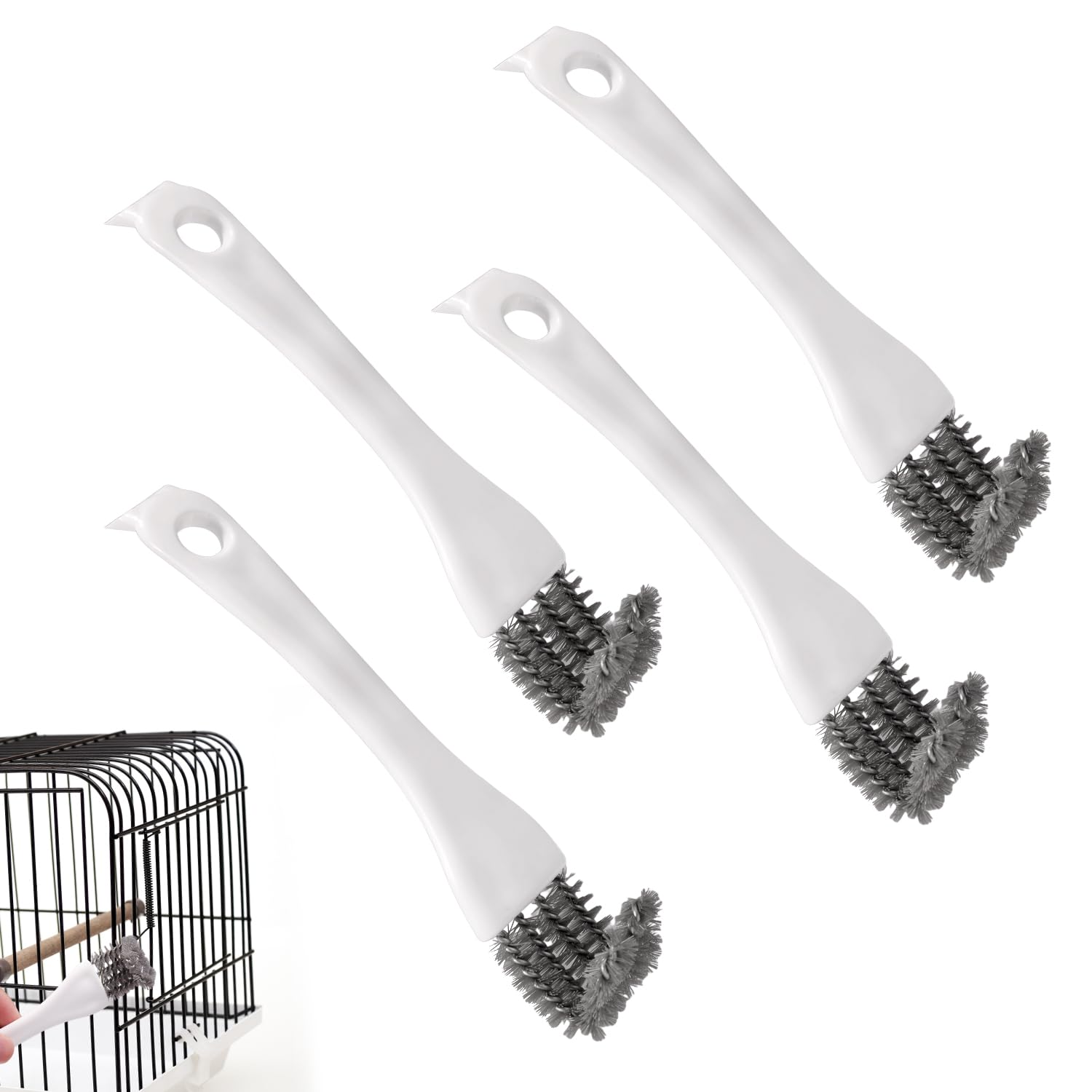 4pcs Bird Cage Cleaner with Long Handle