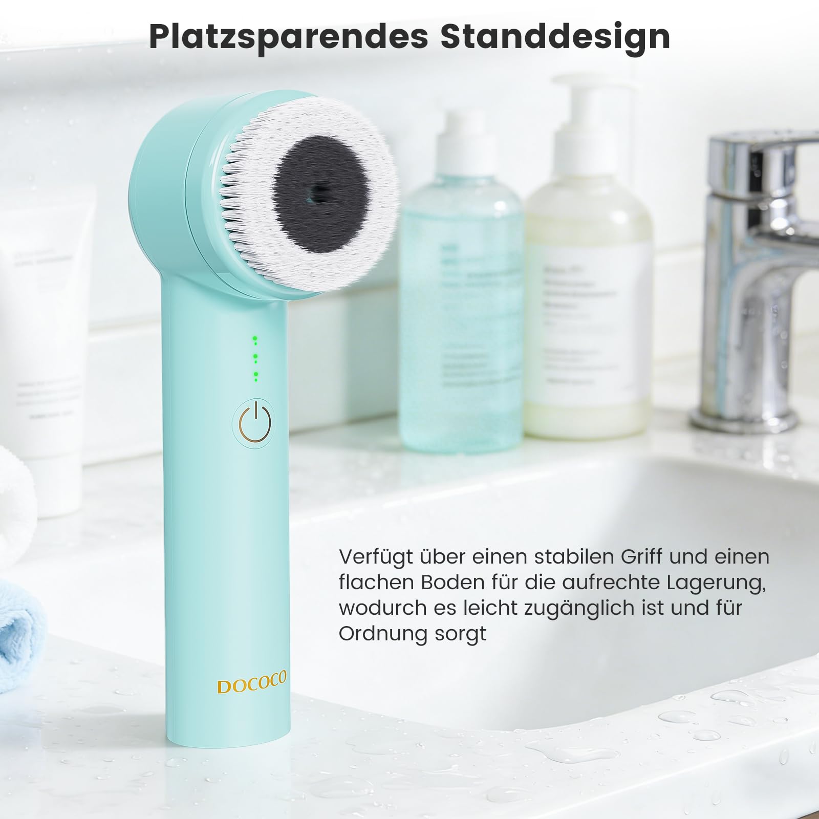 Elektrische Gesichtsbürste mit 2 Drehrichtungen, 3 IN 1 Gesichtsreinigungsbürste Wiederaufladbar mit 3 Aufsätzen & 3 Geschwindigkeiten für alle Hauttypen für Exfoliation Poren