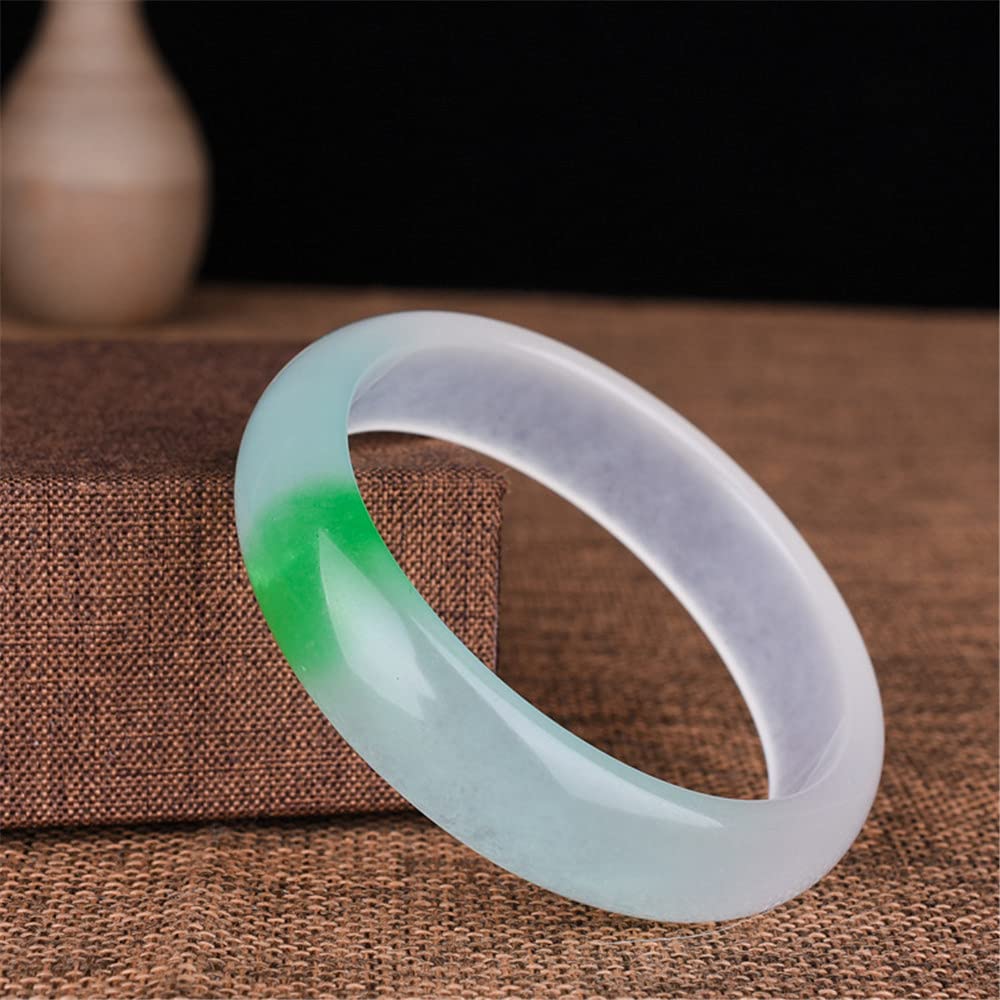 Bracelet en jade véritable flottant fleur verte jonc rond - 8