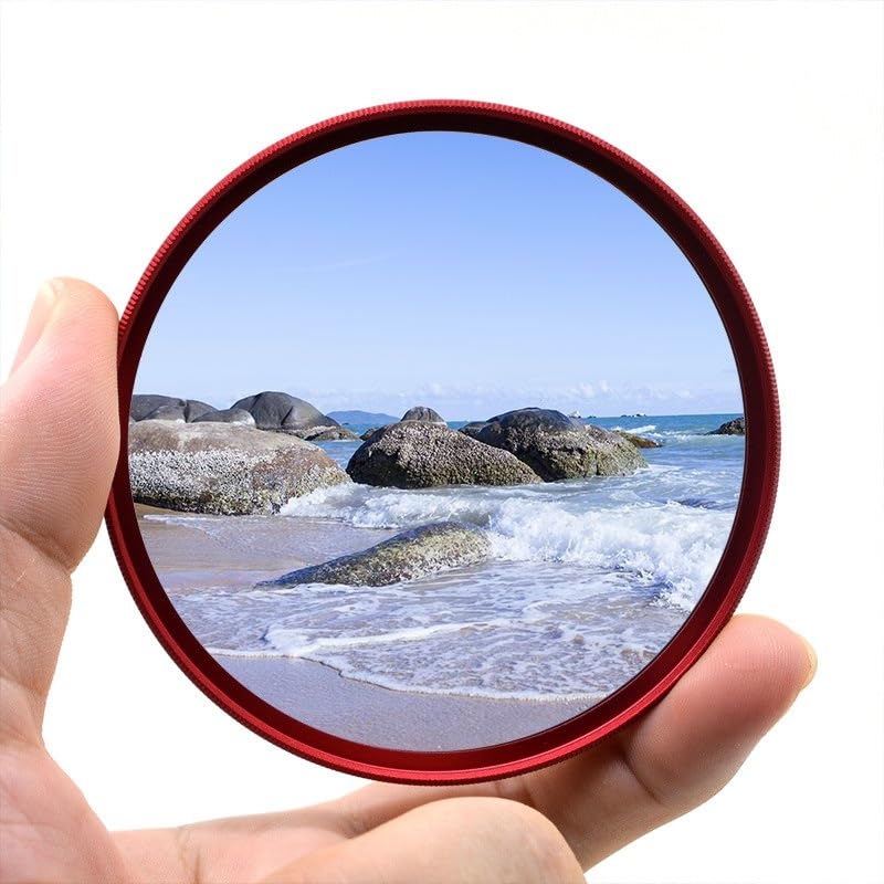 Película Protectora de Lente con Filtro UV, Marco Rojo, 49mm, 52mm, 55mm, 58mm, 62mm, 67mm, 72mm, 77mm(72mm)
